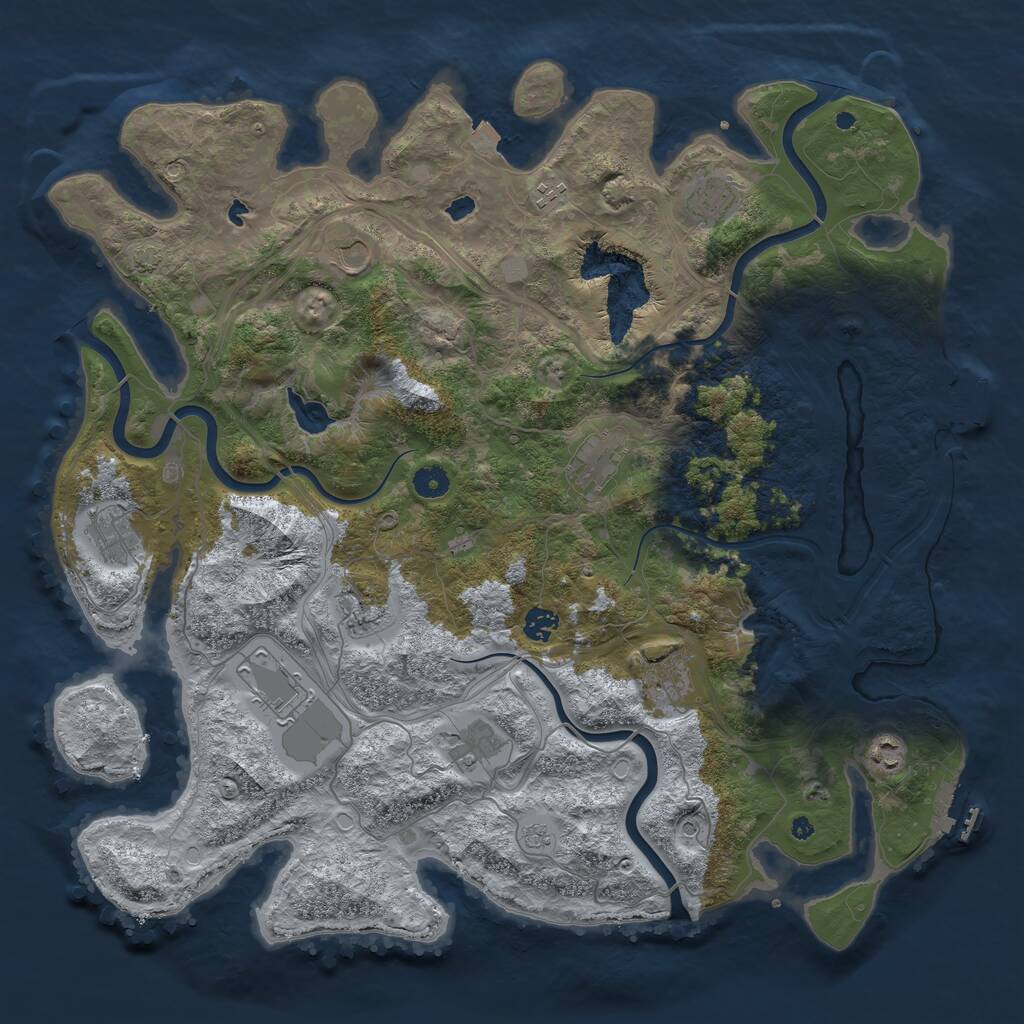 Rust Map: Procedural Map, Size: 4500, Seed: 3224749, 17 Monuments