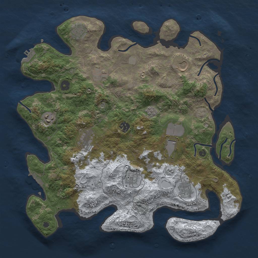 Rust Map: Procedural Map, Size: 3850, Seed: 721394144, 19 Monuments