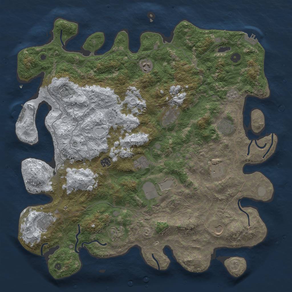 Rust Map: Procedural Map, Size: 4500, Seed: 3936883, 20 Monuments