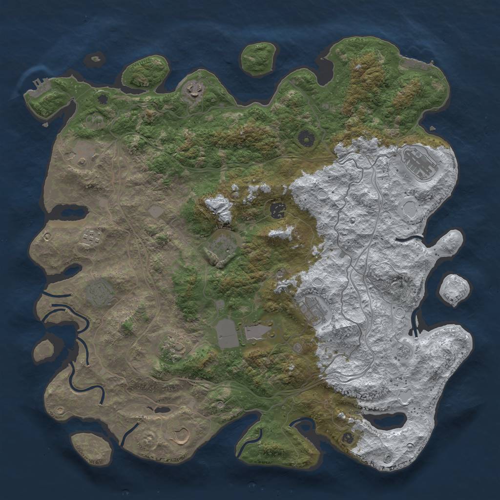 Rust Map: Procedural Map, Size: 4500, Seed: 2926169, 20 Monuments