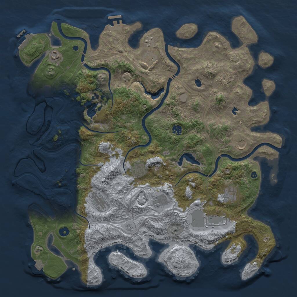 Rust Map: Procedural Map, Size: 4500, Seed: 1783458, 17 Monuments