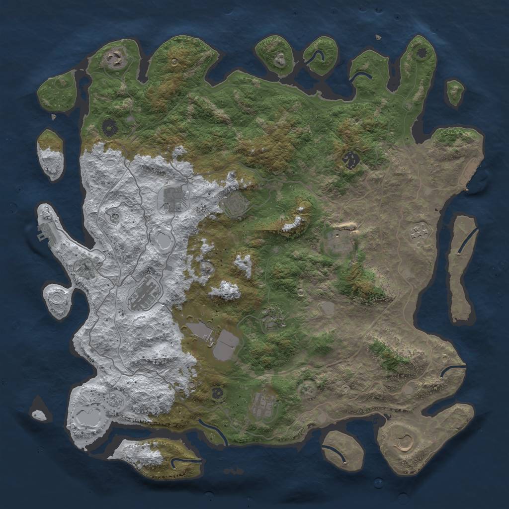 Rust Map: Procedural Map, Size: 4500, Seed: 128074, 20 Monuments