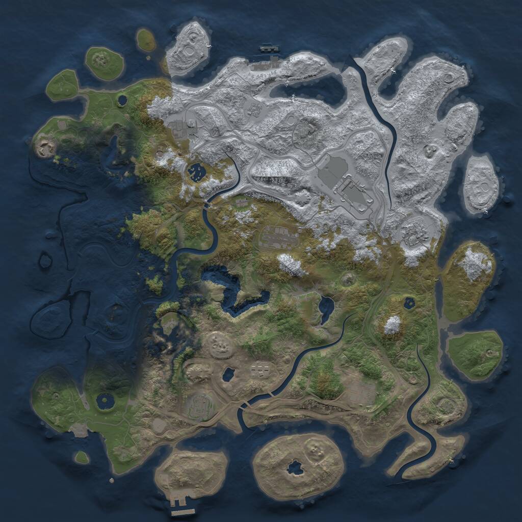 Rust Map: Procedural Map, Size: 4500, Seed: 3487525, 16 Monuments