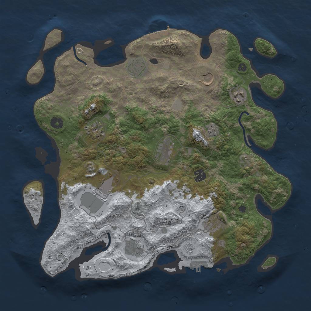 Rust Map: Procedural Map, Size: 3750, Seed: 783721348, 19 Monuments
