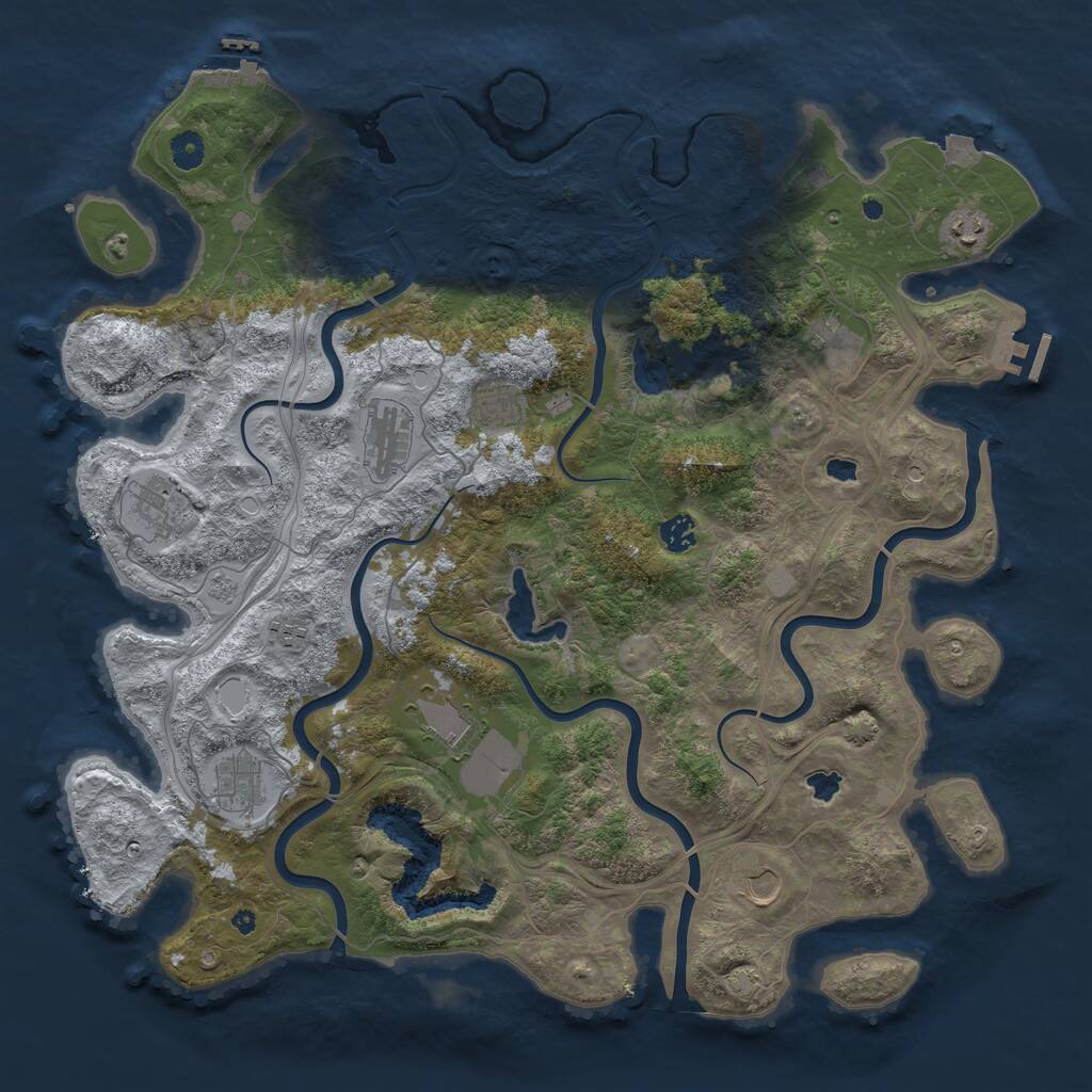 Rust Map: Procedural Map, Size: 4500, Seed: 3298036, 16 Monuments