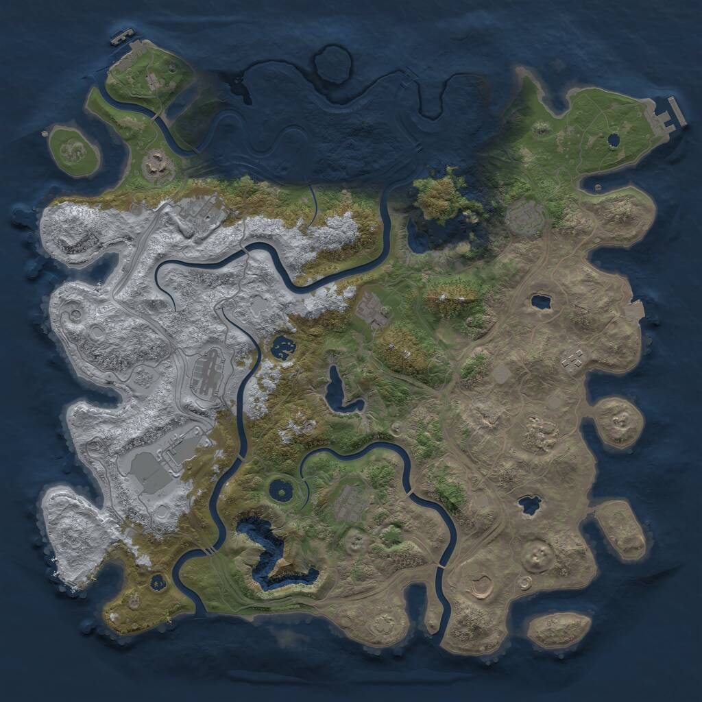 Rust Map: Procedural Map, Size: 4500, Seed: 3298036, 17 Monuments