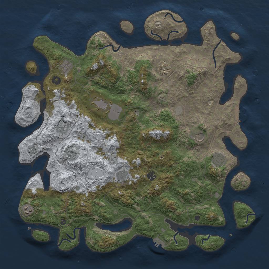 Rust Map: Procedural Map, Size: 4500, Seed: 3070482, 19 Monuments
