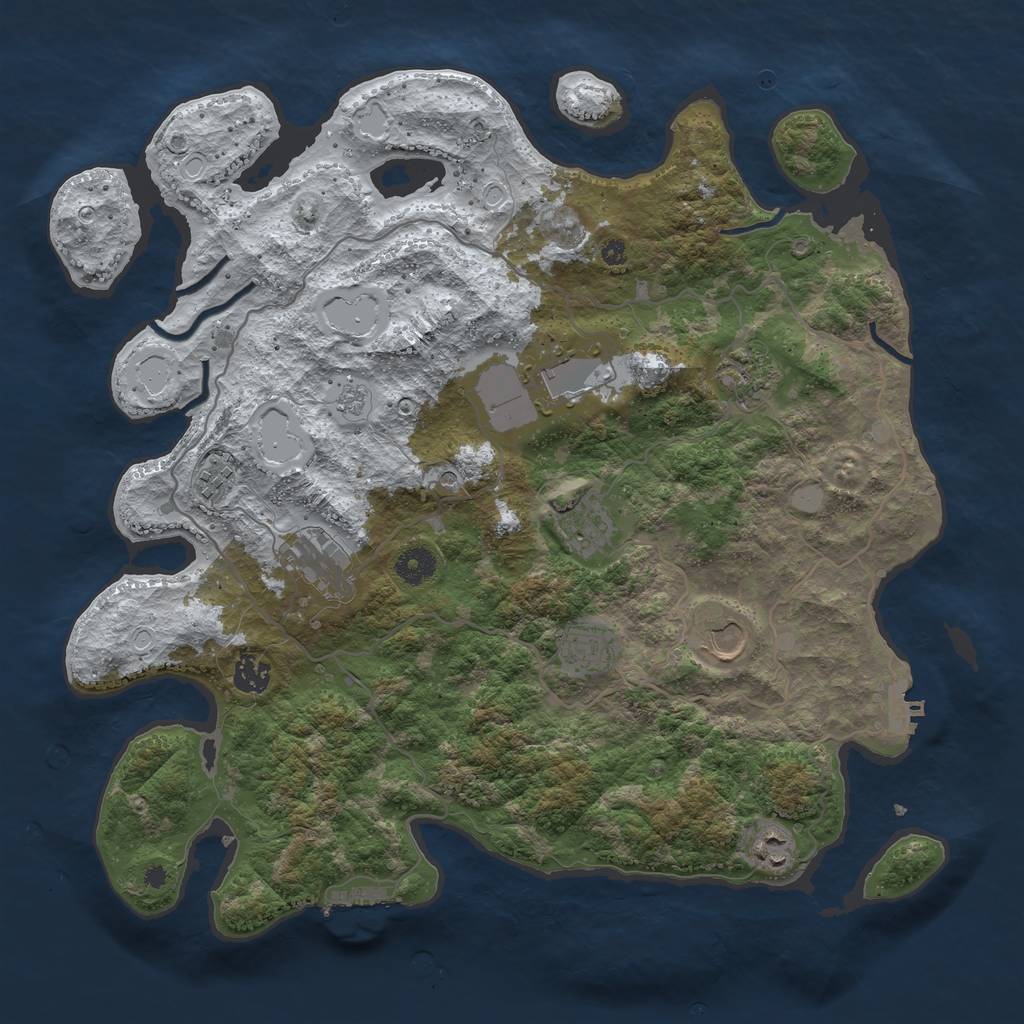 Rust Map: Procedural Map, Size: 4000, Seed: 1897593545, 18 Monuments