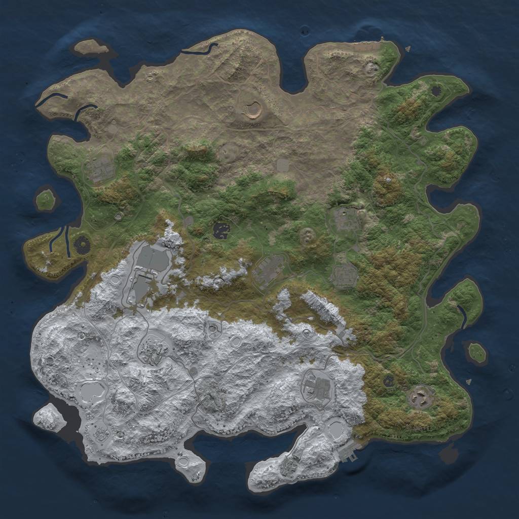 Rust Map: Procedural Map, Size: 4500, Seed: 333686, 20 Monuments