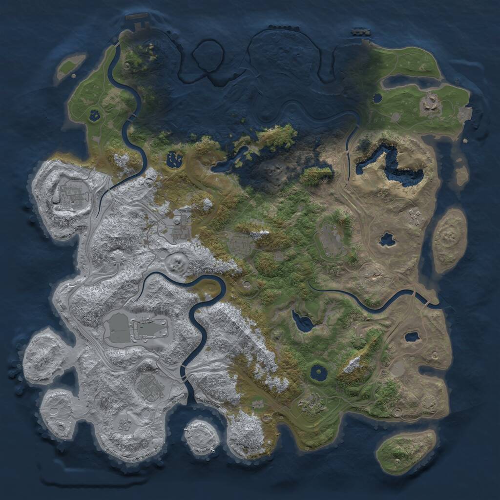Rust Map: Procedural Map, Size: 4500, Seed: 1778345, 16 Monuments