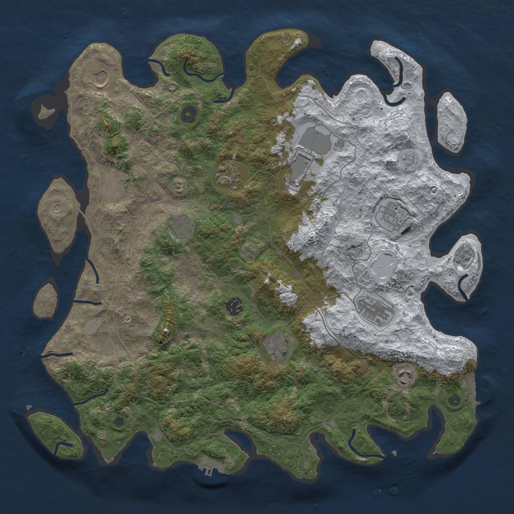 Rust Map: Procedural Map, Size: 4500, Seed: 4882640, 20 Monuments