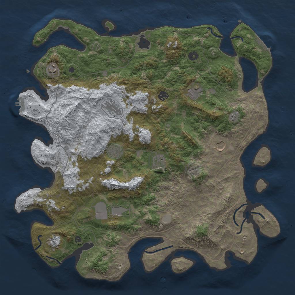 Rust Map: Procedural Map, Size: 4500, Seed: 1405435, 19 Monuments
