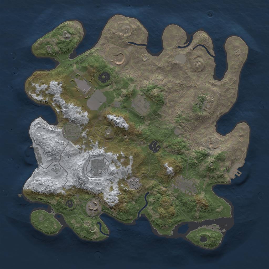 Rust Map: Procedural Map, Size: 3500, Seed: 5465, 19 Monuments