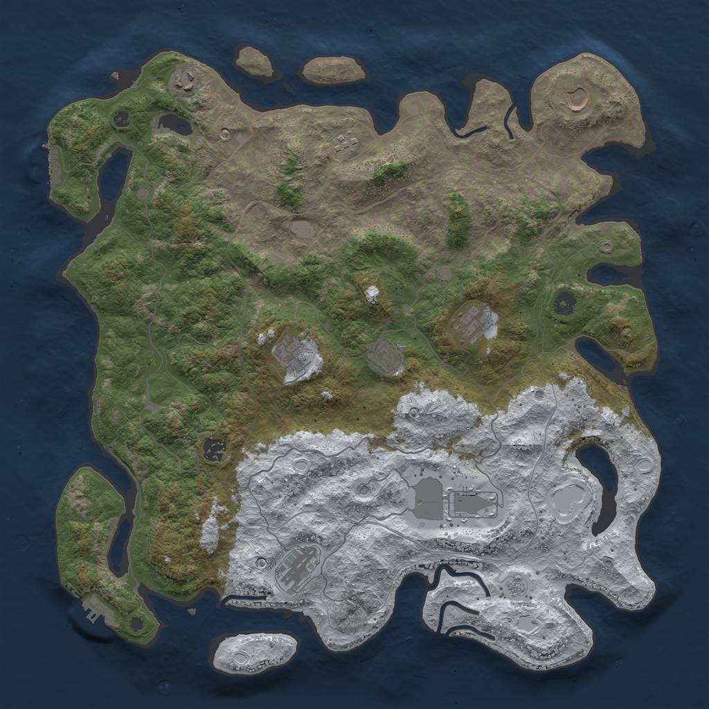Rust Map: Procedural Map, Size: 4500, Seed: 1516708, 18 Monuments