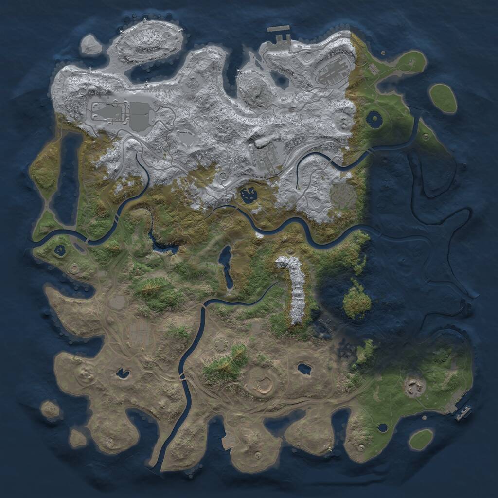 Rust Map: Procedural Map, Size: 4500, Seed: 3713298, 17 Monuments