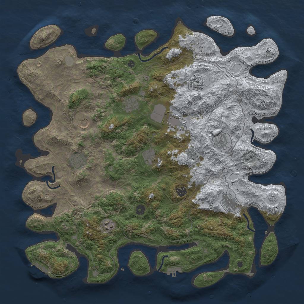 Rust Map: Procedural Map, Size: 4500, Seed: 431216, 20 Monuments