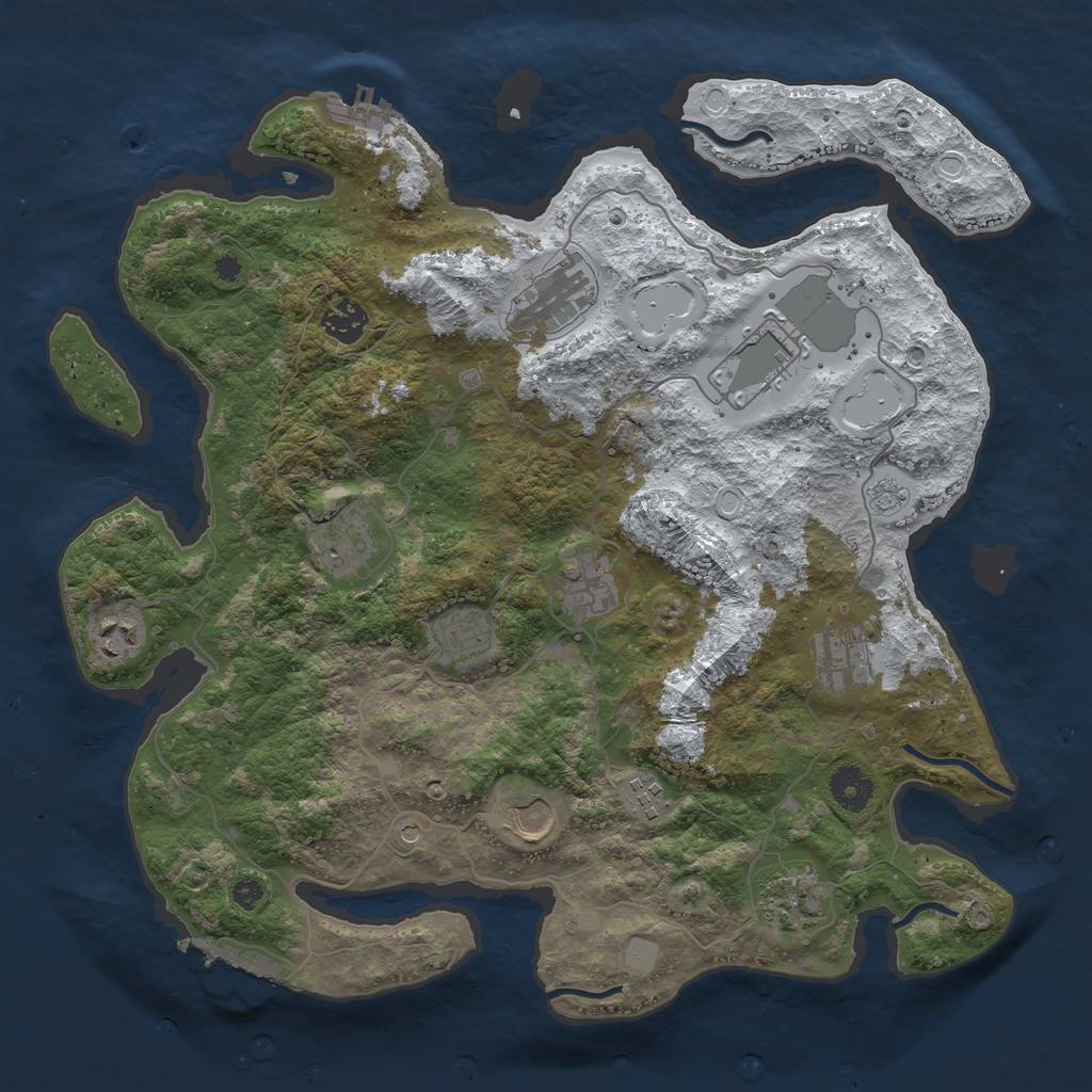 Rust Map: Procedural Map, Size: 3750, Seed: 1812522915, 20 Monuments