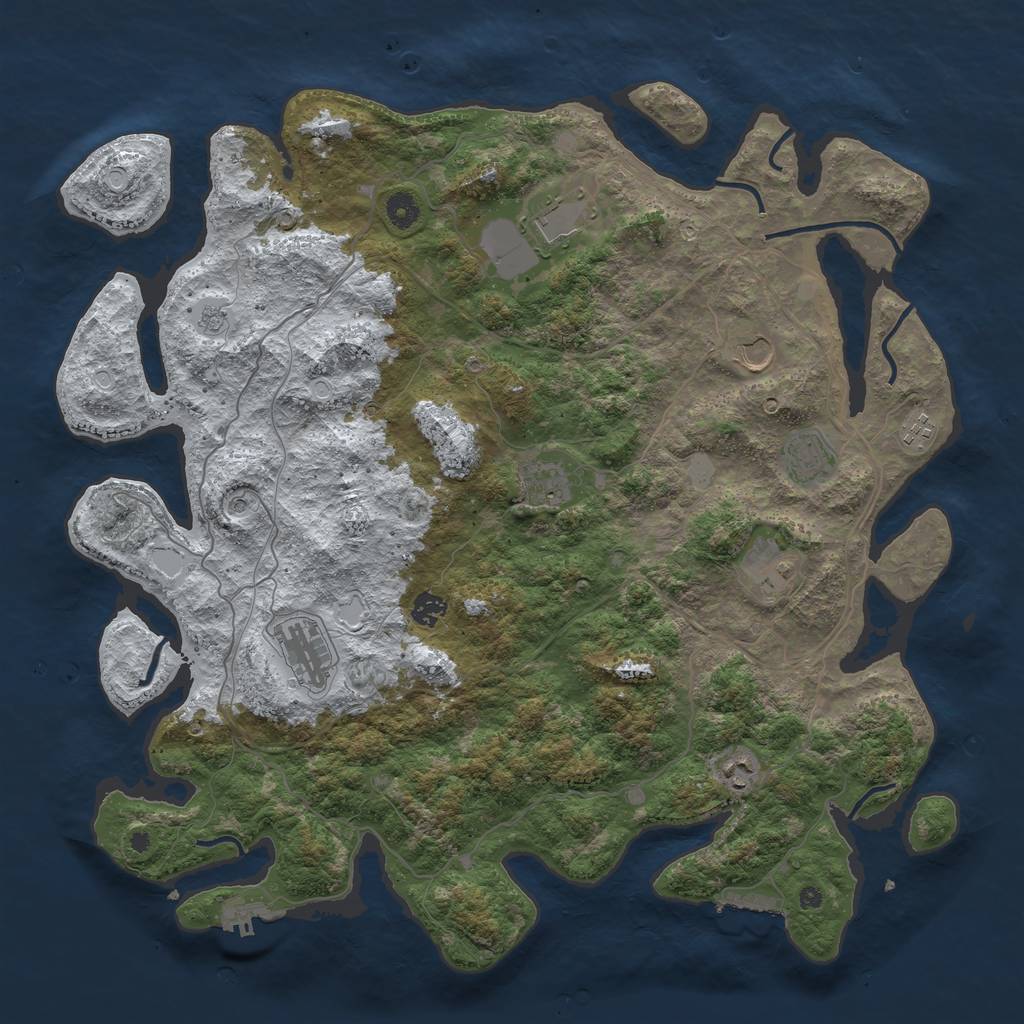 Rust Map: Procedural Map, Size: 4500, Seed: 1316721, 18 Monuments