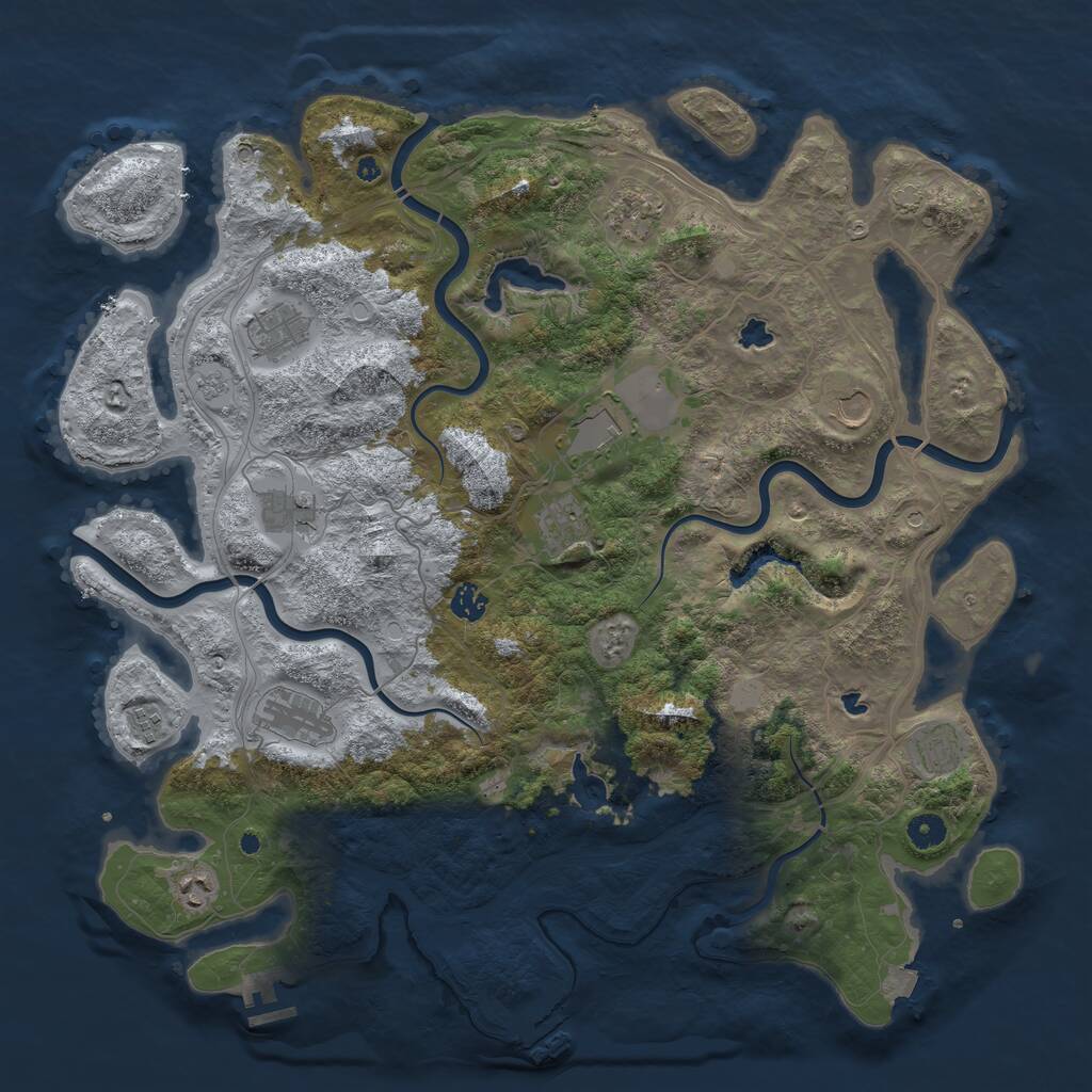 Rust Map: Procedural Map, Size: 4500, Seed: 1316721, 17 Monuments
