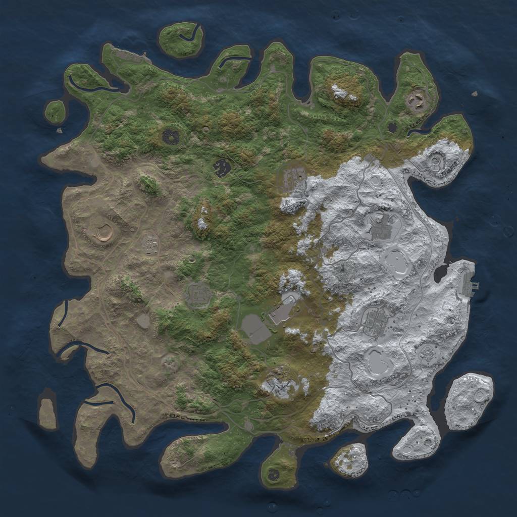 Rust Map: Procedural Map, Size: 4500, Seed: 877542, 19 Monuments
