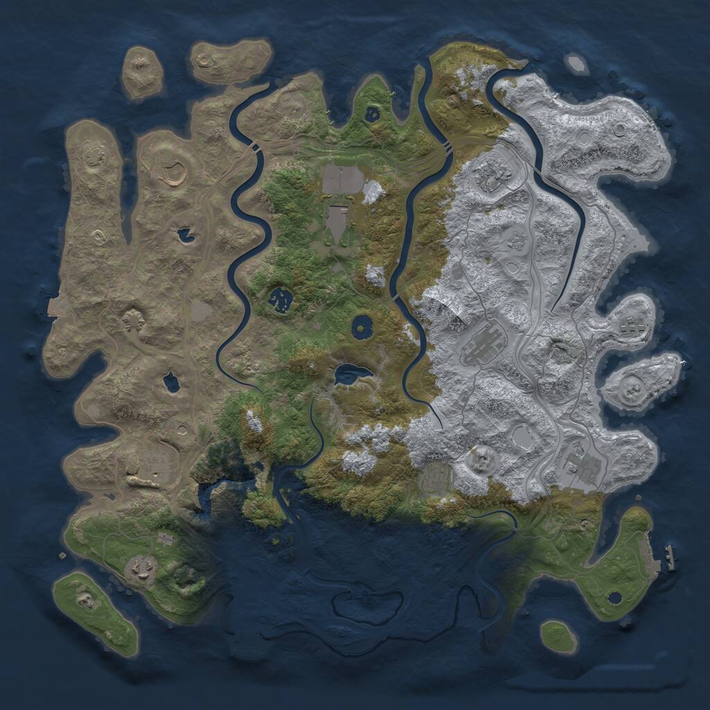 Rust Map: Procedural Map, Size: 4500, Seed: 5411661, 16 Monuments