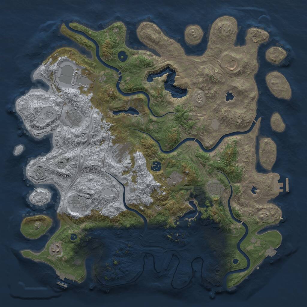 Rust Map: Procedural Map, Size: 4500, Seed: 6440348, 16 Monuments