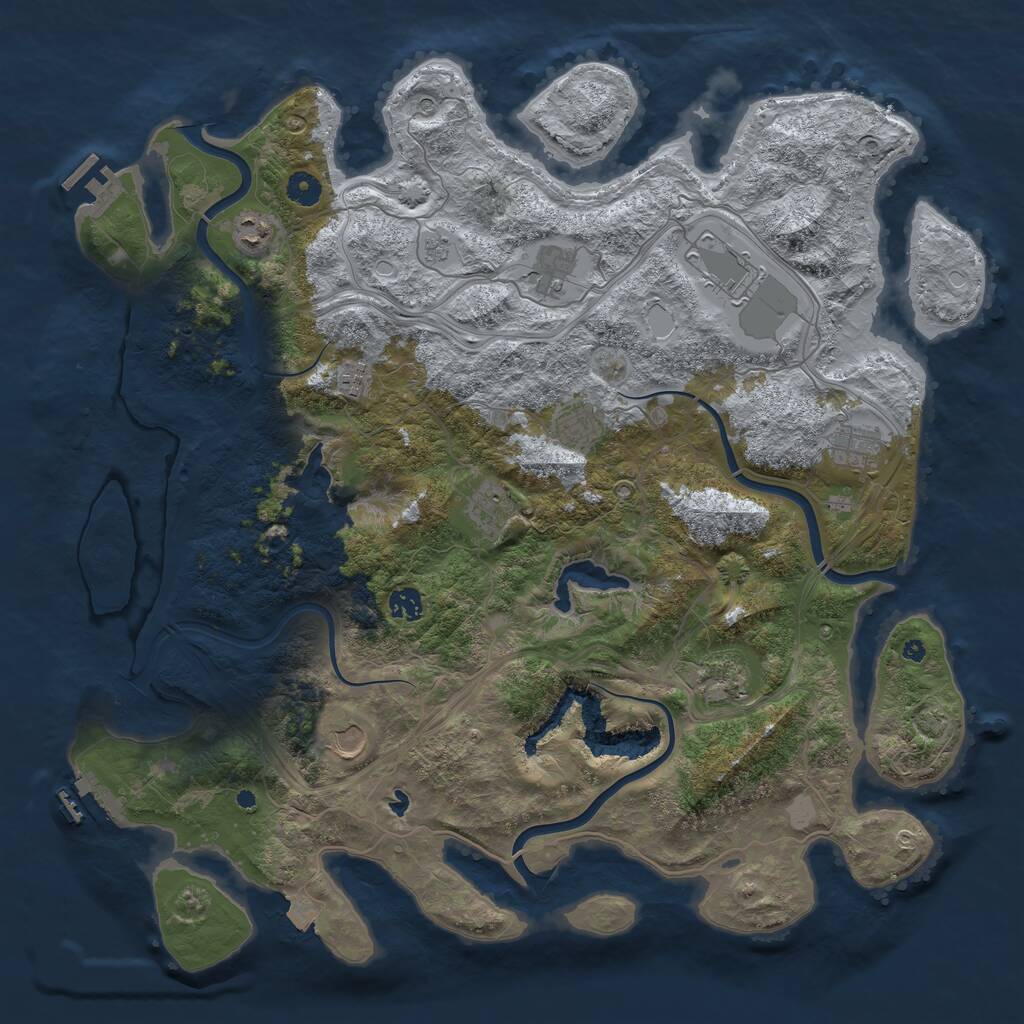 Rust Map: Procedural Map, Size: 4500, Seed: 3627854, 16 Monuments