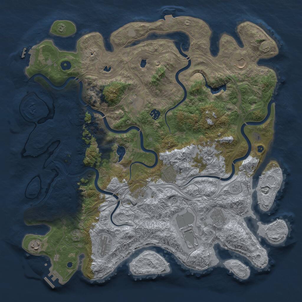Rust Map: Procedural Map, Size: 4500, Seed: 4455193, 17 Monuments