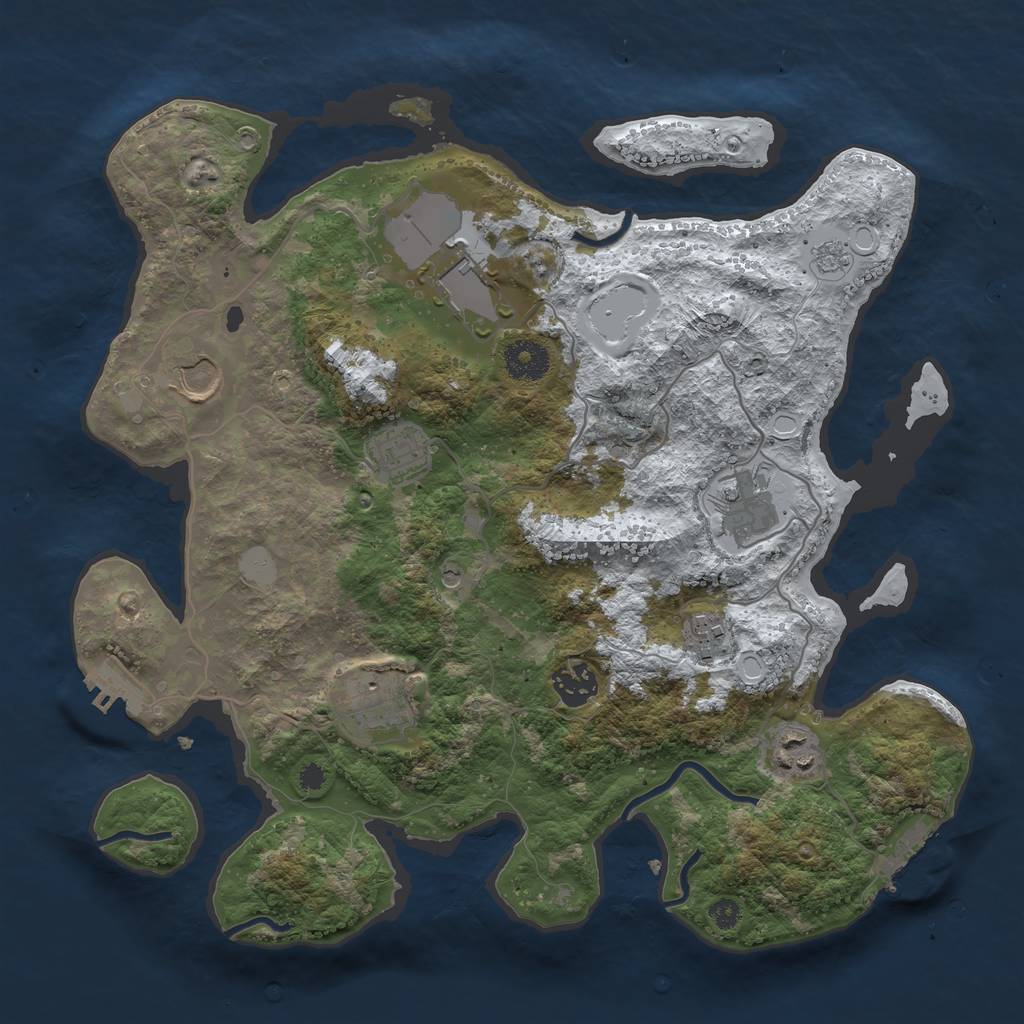 Rust Map: Procedural Map, Size: 3500, Seed: 1356633883, 17 Monuments