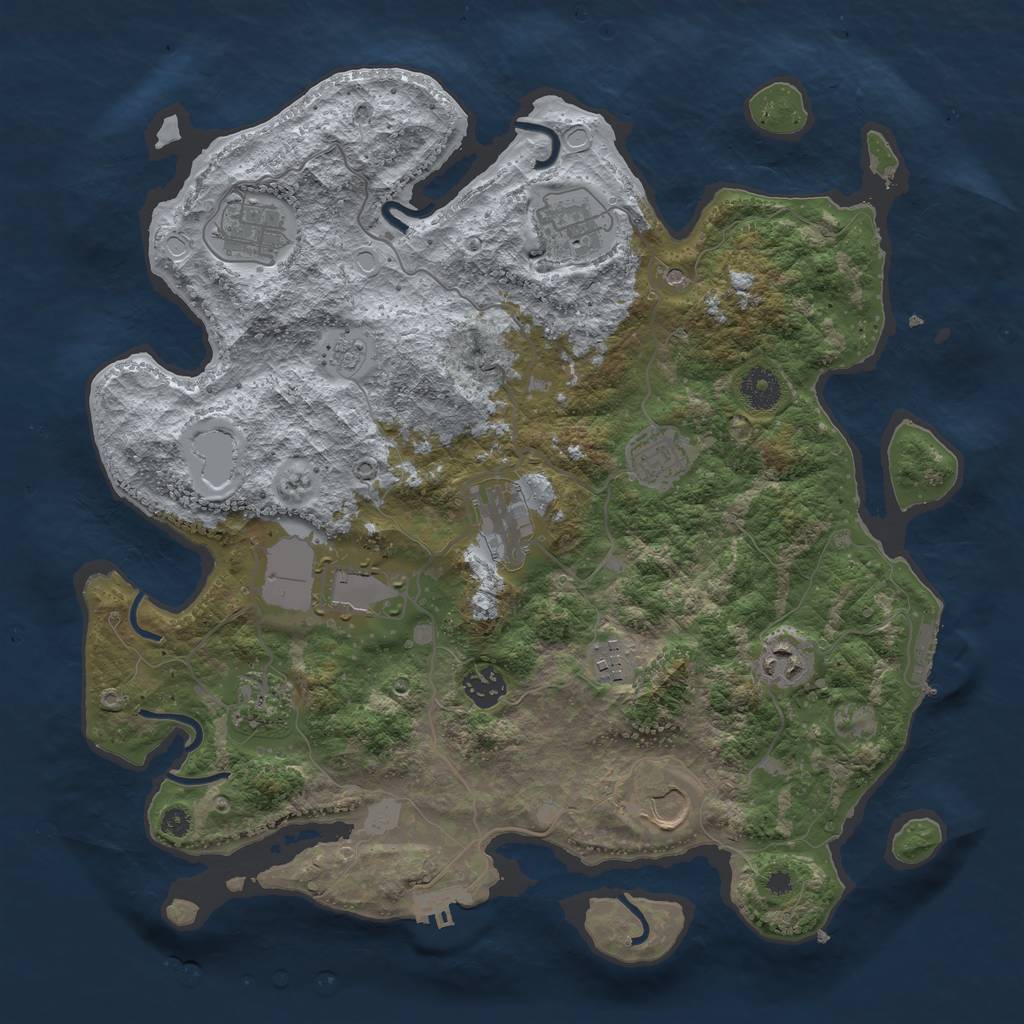Rust Map: Procedural Map, Size: 3750, Seed: 1941191373, 19 Monuments