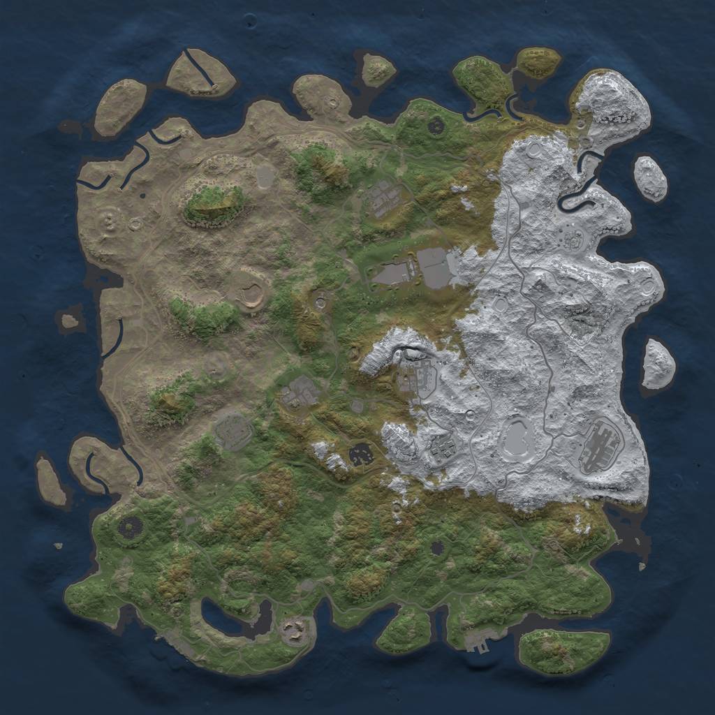 Rust Map: Procedural Map, Size: 4500, Seed: 1587076, 19 Monuments