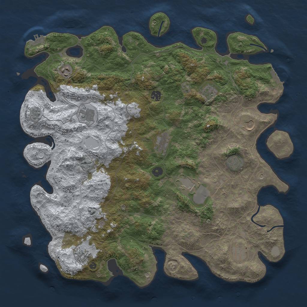 Rust Map: Procedural Map, Size: 4500, Seed: 1142470, 20 Monuments