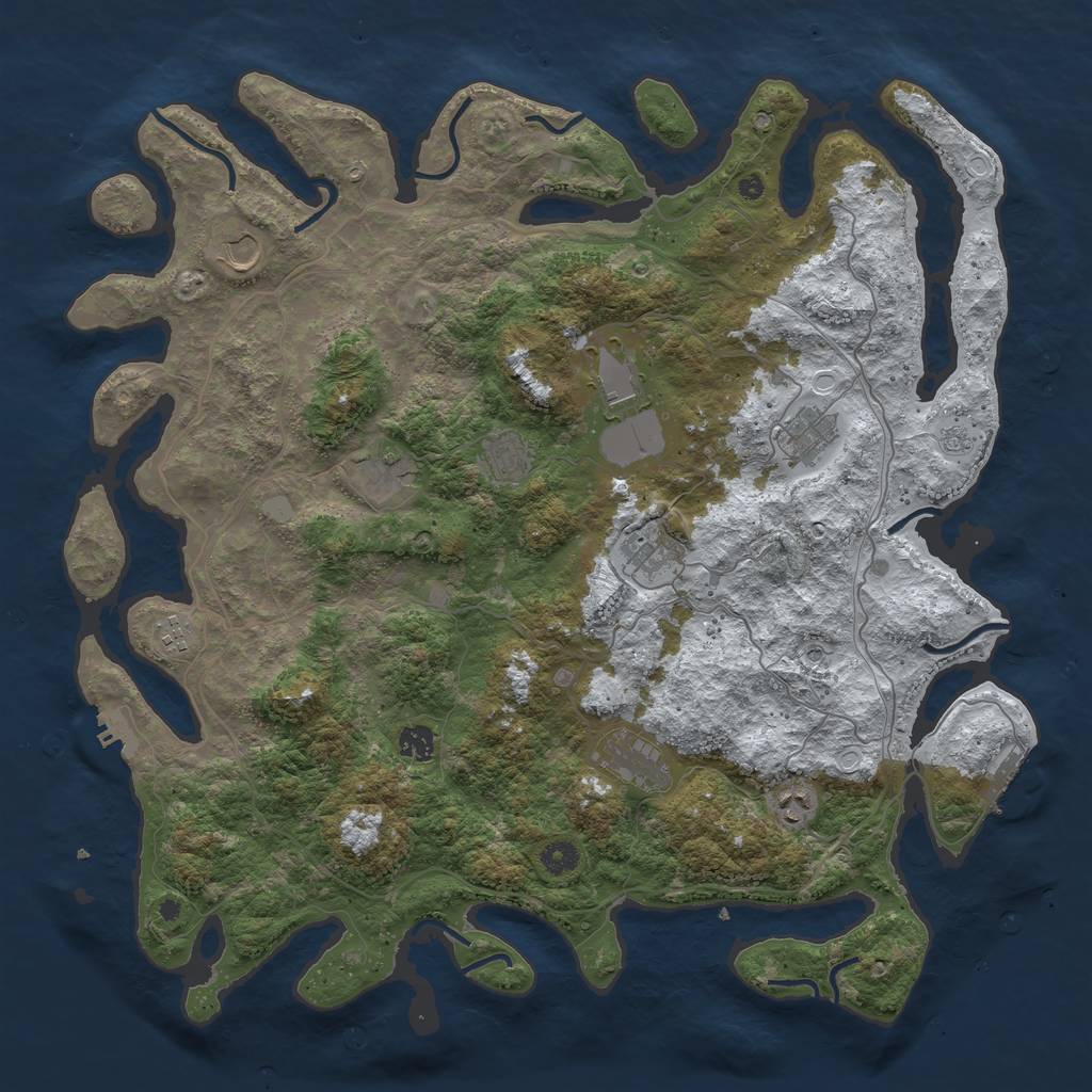 Rust Map: Procedural Map, Size: 4500, Seed: 3743487, 19 Monuments
