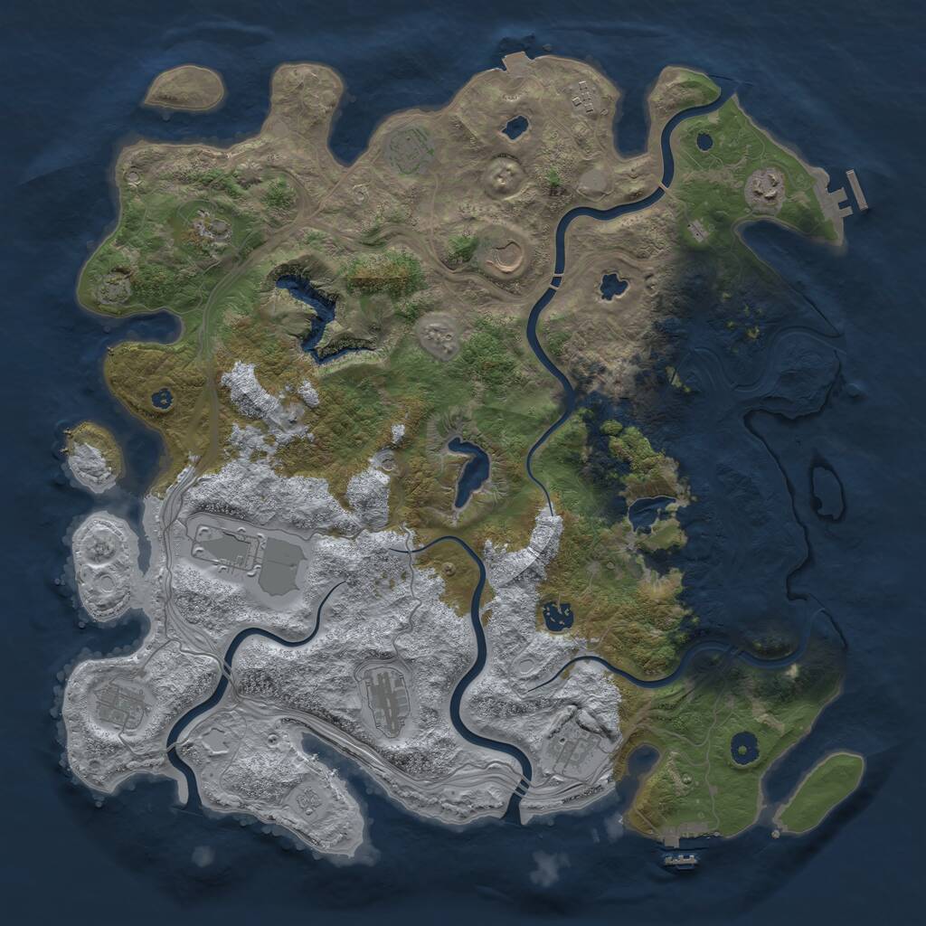 Rust Map: Procedural Map, Size: 4500, Seed: 3811867, 16 Monuments