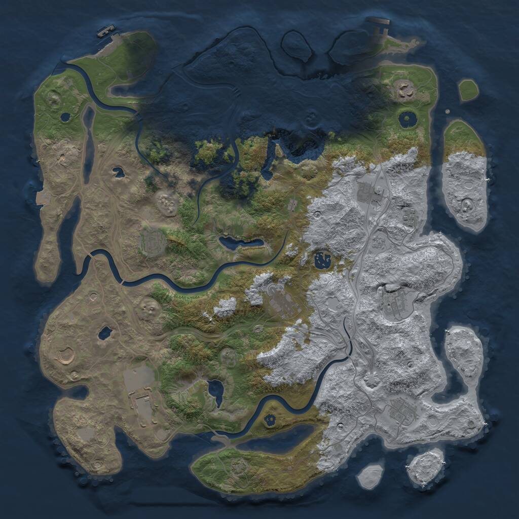 Rust Map: Procedural Map, Size: 4500, Seed: 3911506, 16 Monuments