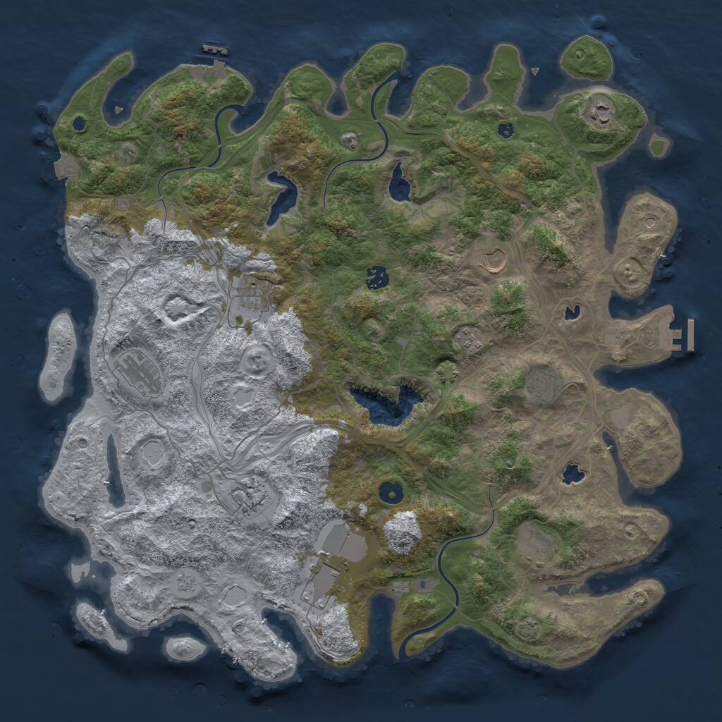 Rust Map: Procedural Map, Size: 4500, Seed: 1889019, 16 Monuments
