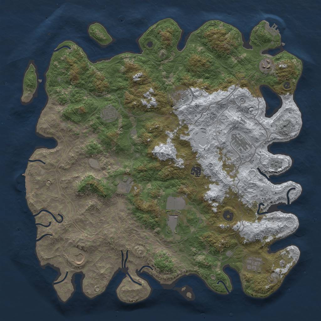 Rust Map: Procedural Map, Size: 4500, Seed: 2719481, 19 Monuments