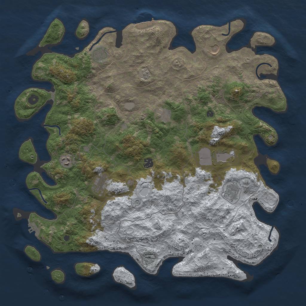 Rust Map: Procedural Map, Size: 4500, Seed: 1739804885, 18 Monuments
