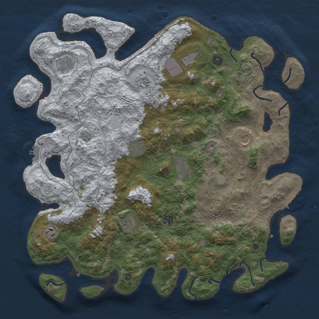 Rust Map: Procedural Map, Size: 4500, Seed: 444201, 19 Monuments