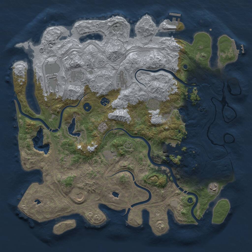 Rust Map: Procedural Map, Size: 4500, Seed: 3437306, 16 Monuments