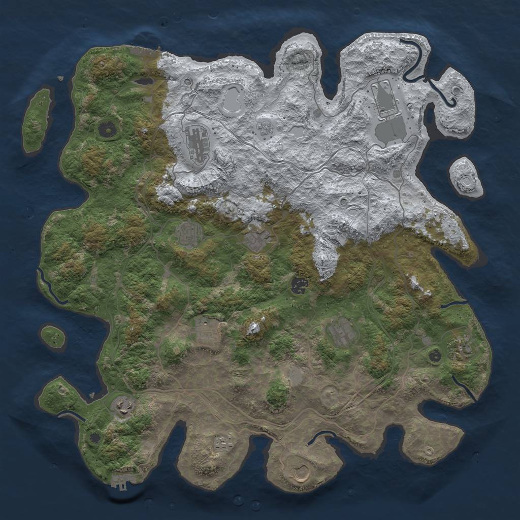 Rust Map: Procedural Map, Size: 4500, Seed: 1612056, 20 Monuments