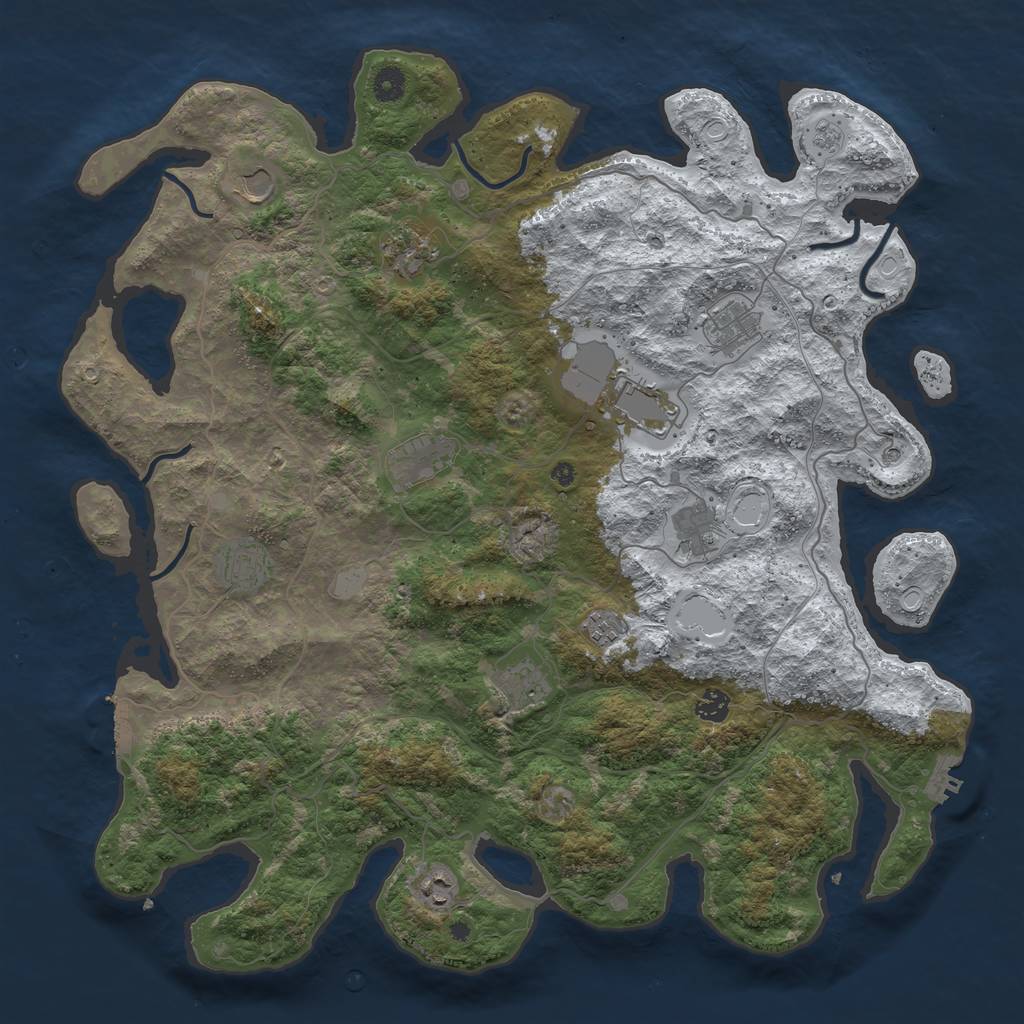 Rust Map: Procedural Map, Size: 4500, Seed: 1740466, 20 Monuments