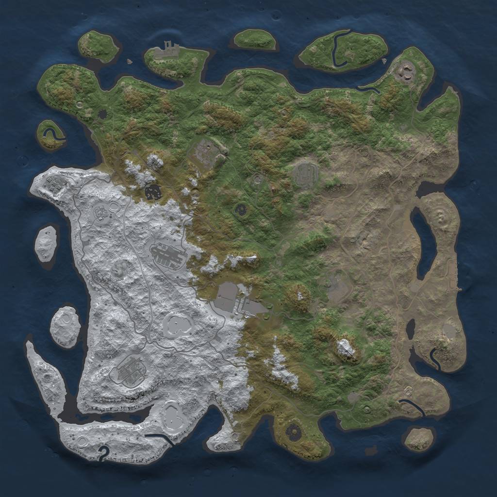 Rust Map: Procedural Map, Size: 4500, Seed: 4010909, 18 Monuments