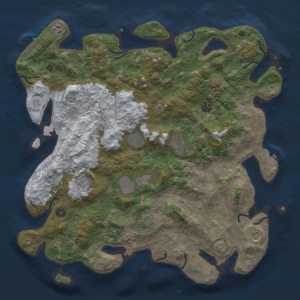 Rust Map: Procedural Map, Size: 4500, Seed: 2280135, 18 Monuments