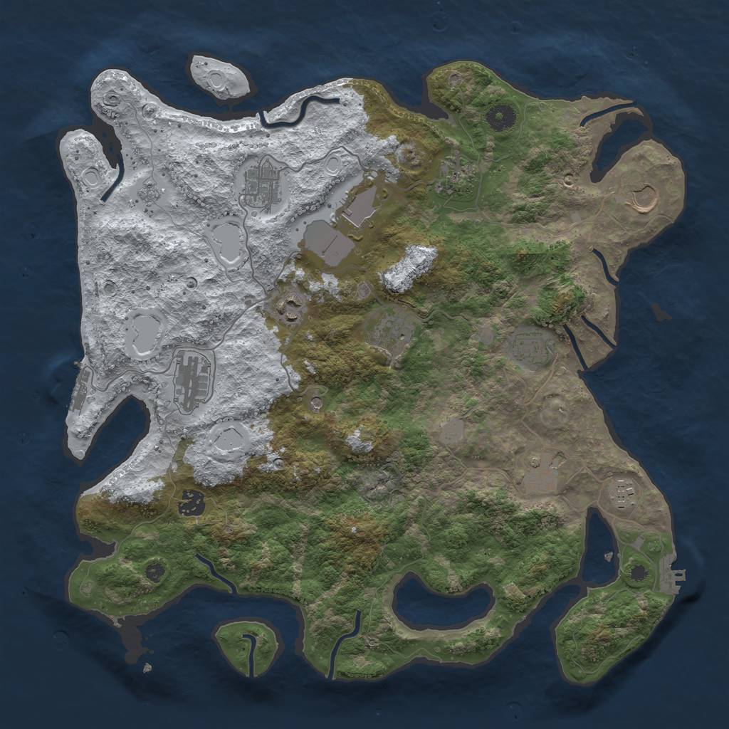 Rust Map: Procedural Map, Size: 3950, Seed: 436571752, 20 Monuments