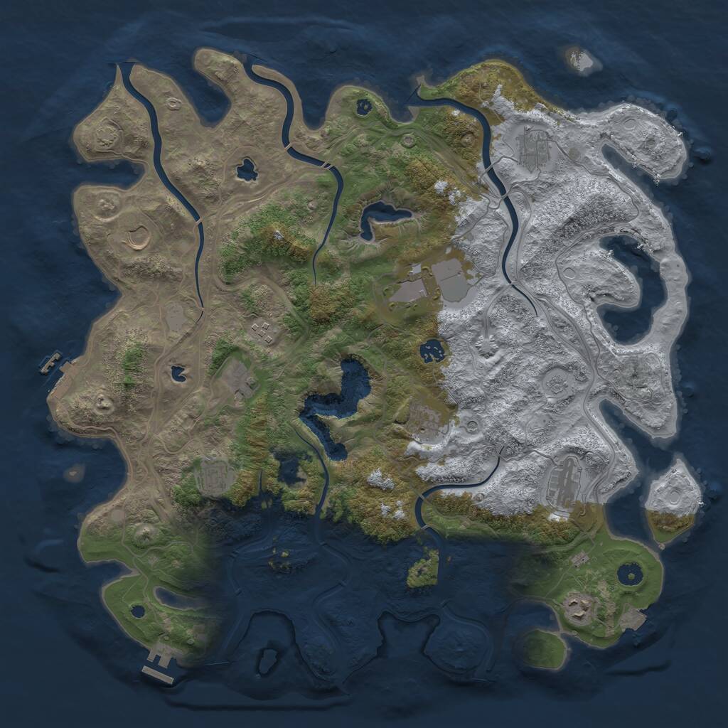 Rust Map: Procedural Map, Size: 4500, Seed: 5761825, 16 Monuments