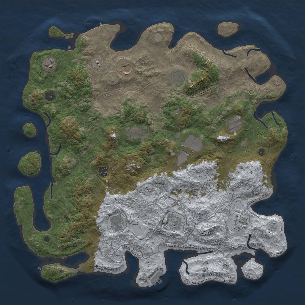 Rust Map: Procedural Map, Size: 4500, Seed: 1700805, 20 Monuments