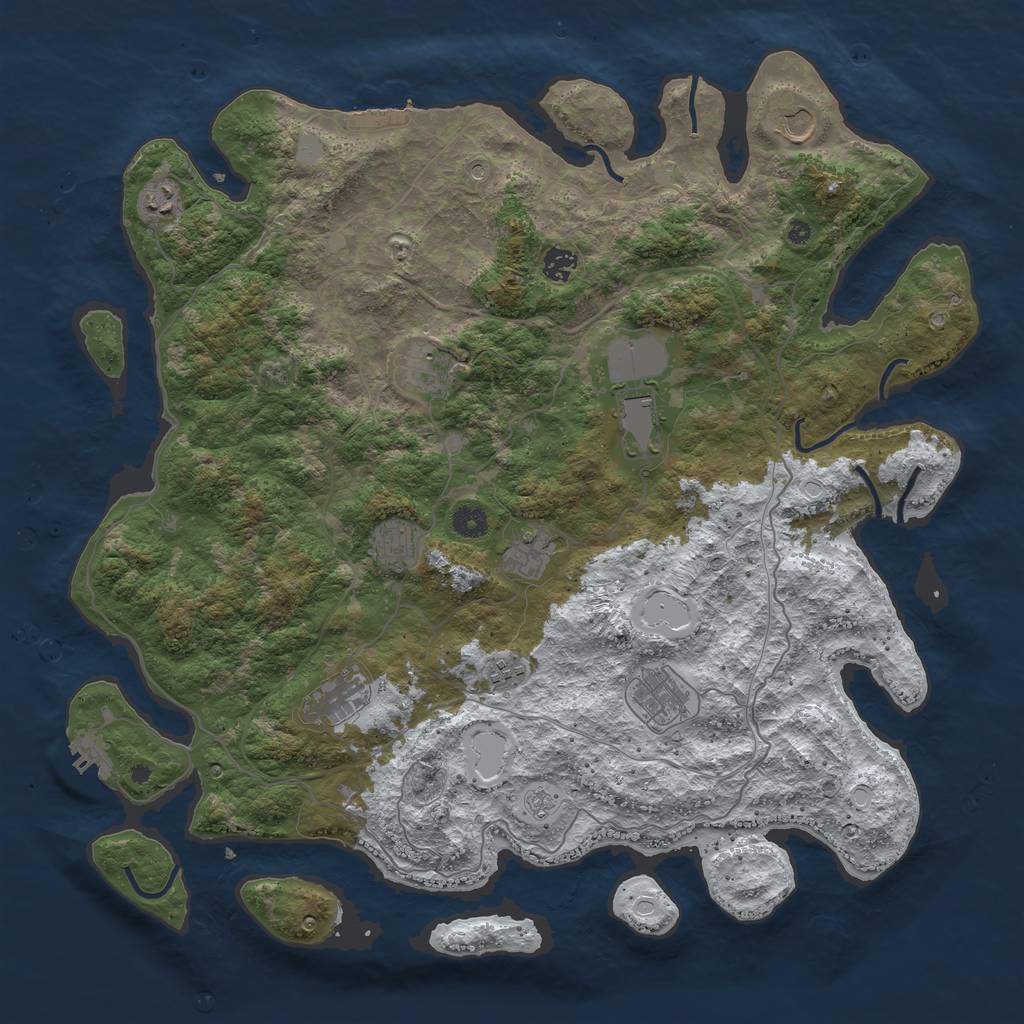 Rust Map: Procedural Map, Size: 4500, Seed: 134307491, 19 Monuments