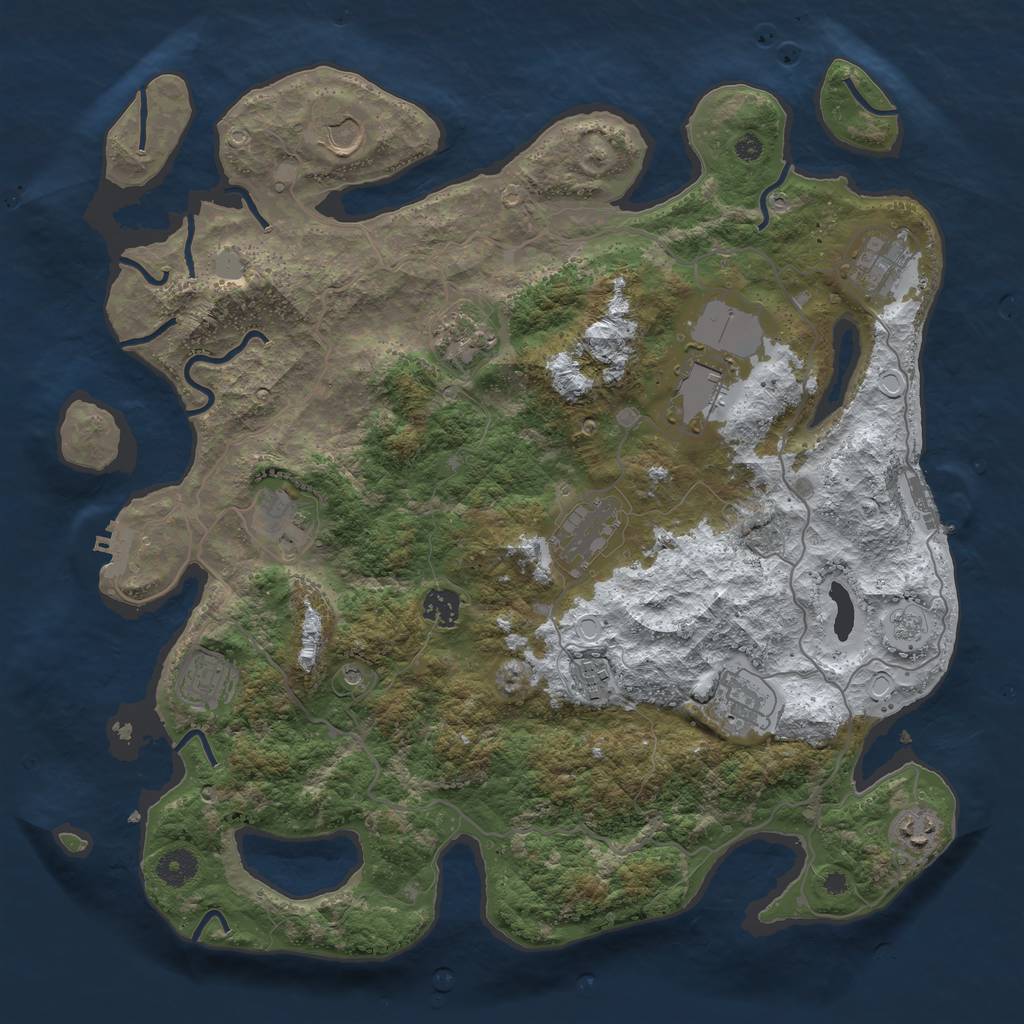 Rust Map: Procedural Map, Size: 4000, Seed: 4844198, 20 Monuments