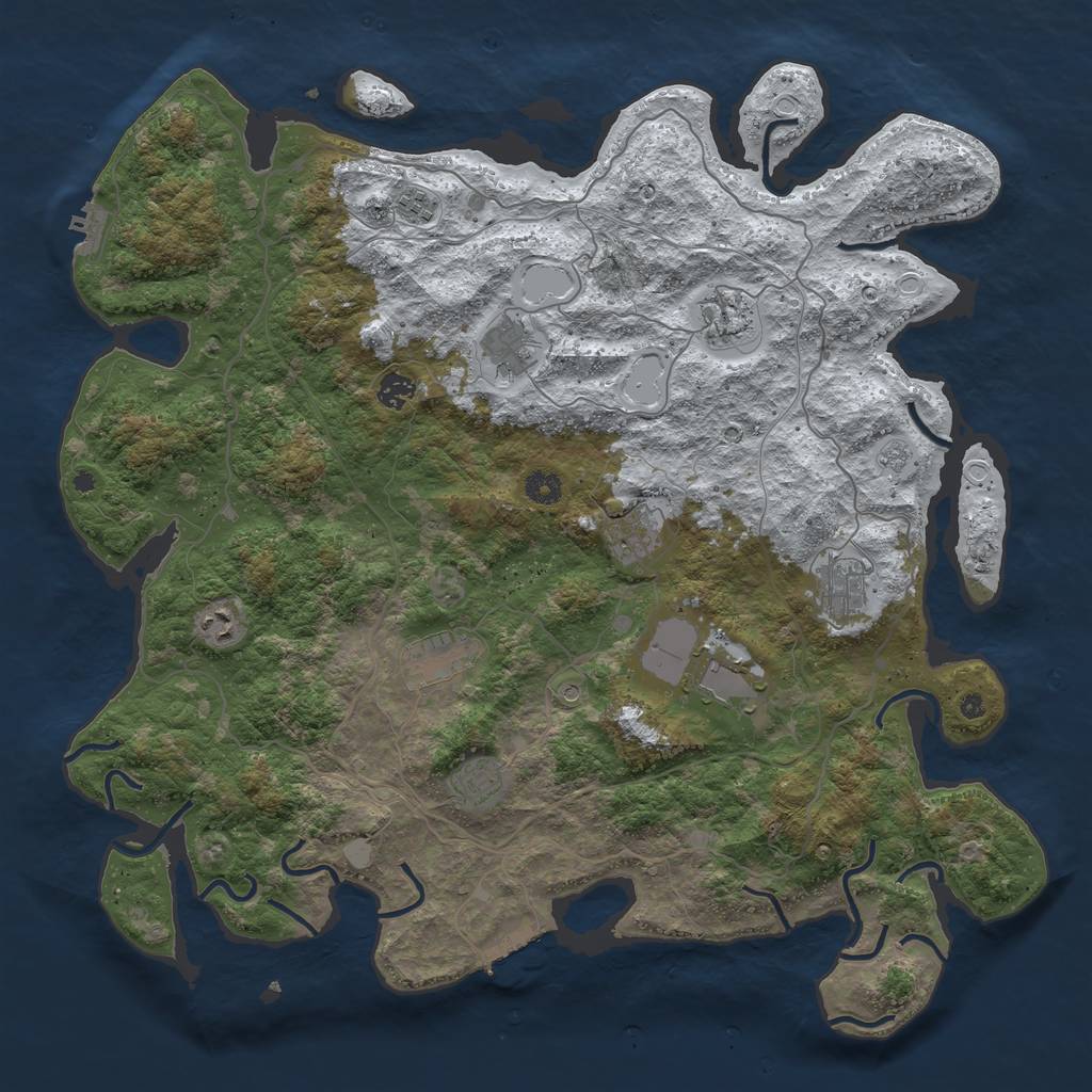 Rust Map: Procedural Map, Size: 4500, Seed: 1865226578, 19 Monuments